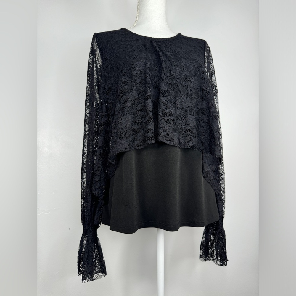 Pointelle Lace Layered Top Sz Medium